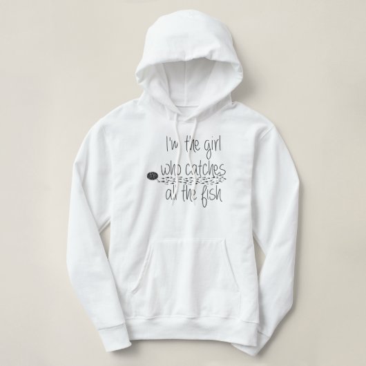 grappig vissersmeisje vangt cadeau voor visprijzen hoodie (Design voorkant)