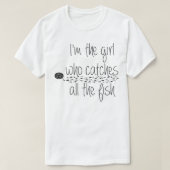grappig vissersmeisje vangt cadeau voor visprijzen t-shirt (Design voorkant)