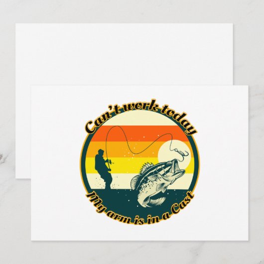 Grappig Vist kan niet werken vandaag mijn arm in e Feestdagenkaart (Voorkant / Achterkant)