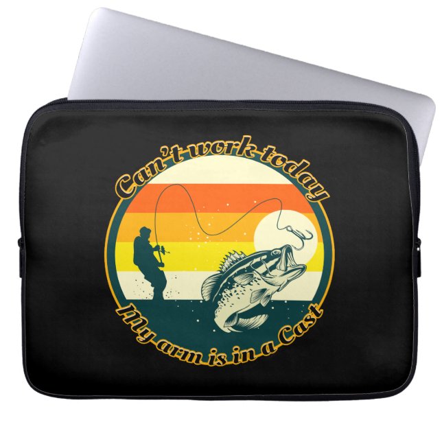 Grappig Vist kan niet werken vandaag mijn arm in e Laptop Sleeve (Voorkant)