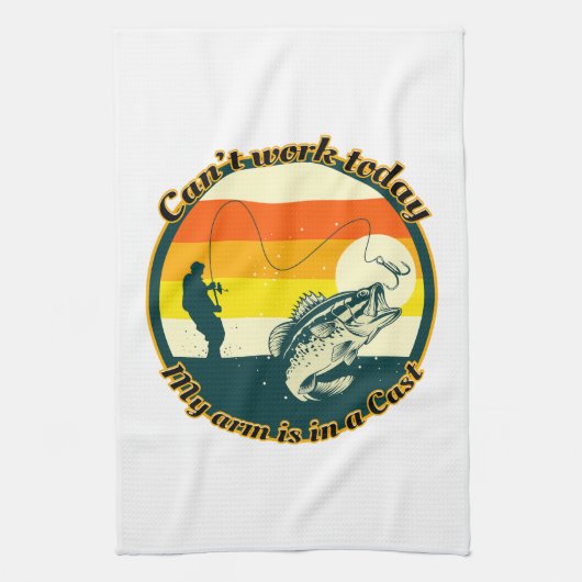 Grappig Vist kan niet werken vandaag mijn arm in e Theedoek (Verticaal)