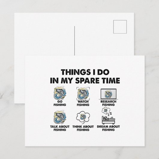 Grappig Vist Lover 6 dingen die ik in mijn vrije t Briefkaart (Voorkant / Achterkant)