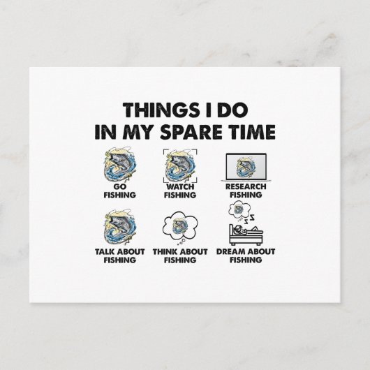 Grappig Vist Lover 6 dingen die ik in mijn vrije t Briefkaart (Voorkant)