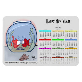 Grappig visverhaal 2024 kalender foto magneet