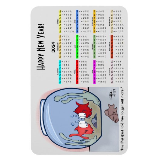 Grappig visverhaal 2024 kalender foto magneet (Verticaal)