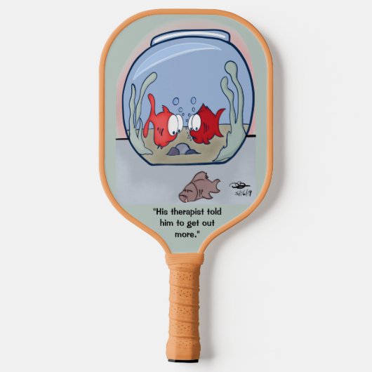 Grappig visverhaal Tan Pickleball Paddle (Achterkant)