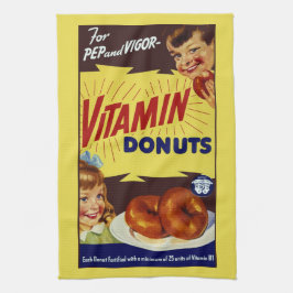 Grappig "Vitamin Donuts" Advertentie Theedoek
