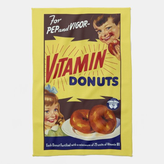Grappig "Vitamin Donuts" Advertentie Theedoek (Verticaal)