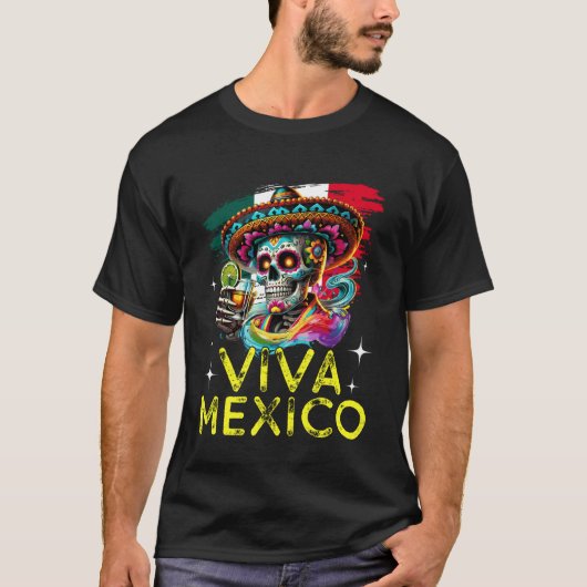 Grappig Viva Mexico Cabrones Mexicaanse Onafhankel T-shirt (Voorkant)