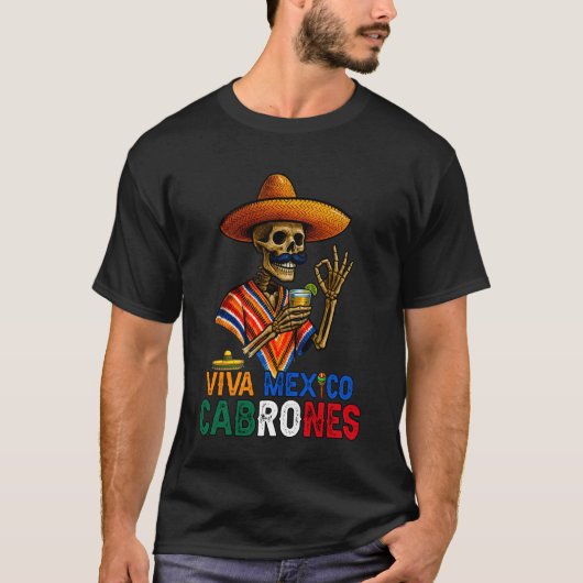 Grappig Viva Mexico Cabrones Mexicaanse Onafhankel T-shirt (Voorkant)