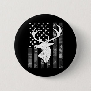 Grappig Vlag Camouflage Whitetail Buck Deer Hunt Ronde Button 5,7 Cm
