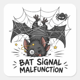 Grappig vleermuissignaal storing Halloween Vierkante Sticker