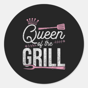 Grappig Vlees Barbecue Chef Vrouwen Gift Gerookte Ronde Sticker