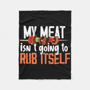 Grappig vlees wrijven barbeque ontwerp voor mannen fleece deken