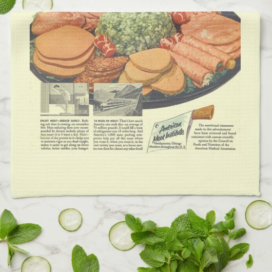 Grappig  Vleesinstituut Ad PLATTER OF PROTEIN Theedoek (Gevouwen)