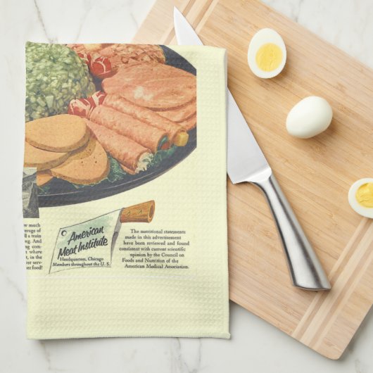 Grappig Vleesinstituut Ad PLATTER OF PROTEIN Theedoek (Quarter Fold)