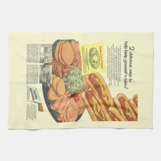 Grappig  Vleesinstituut Ad PLATTER OF PROTEIN Theedoek (Horizontaal)