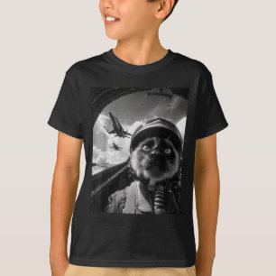 Grappig Vliegtuig Kat Jet Piloot Selfie Siamese Ge T-shirt