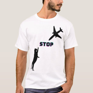 Grappig vliegtuig piloot kat man vrouw t-shirt
