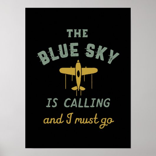 Grappig  vliegveld Pilot Blue Sky roept op Poster (Voorkant)