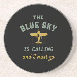 Grappig vliegveld Pilot Blue Sky roept op Zandsteen Onderzetter