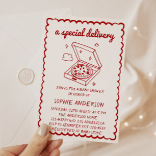 Grappig Voedsel Een Speciale Levering Pizza Baby S Kaart