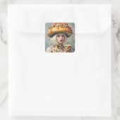 Grappig voedsel persoon vierkante sticker (Tas)