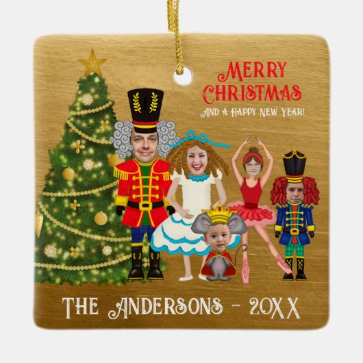 Grappig Voeg je gezicht Notenkraker familie van vi Keramisch Ornament (Voorkant)