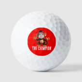 Grappig VOEG JE GEZICHT Pun Champion Monkey Chimp Golfballen (Voorkant)