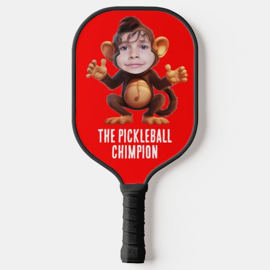 Grappig VOEG JE GEZICHT Pun Champion Monkey Chimp Pickleball Paddle (Achterkant)