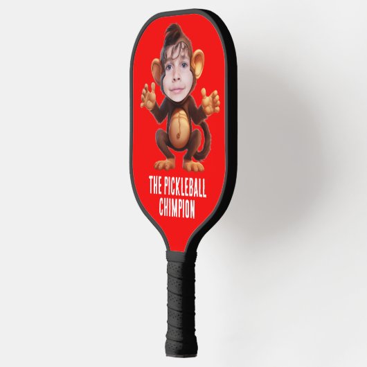 Grappig VOEG JE GEZICHT Pun Champion Monkey Chimp Pickleball Paddle (Links)