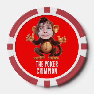 Grappig VOEG JE GEZICHT Pun Champion Monkey Chimp Poker Chips