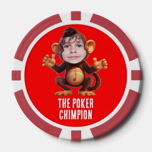 Grappig VOEG JE GEZICHT Pun Champion Monkey Chimp Poker Chips (Voorkant)