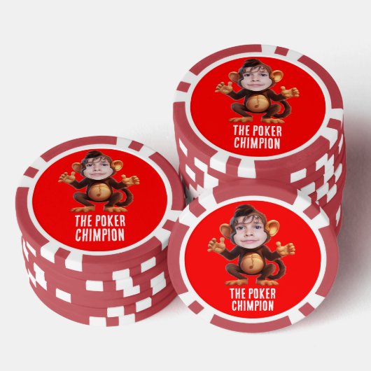 Grappig VOEG JE GEZICHT Pun Champion Monkey Chimp Poker Chips (Opstapeling)