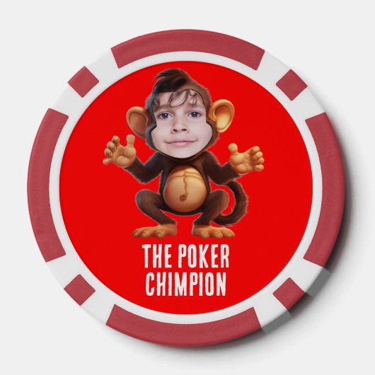 Grappig VOEG JE GEZICHT Pun Champion Monkey Chimp Poker Chips (Achterkant)