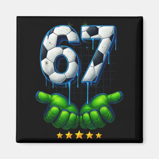 Grappig Voetbal 67 Zes Zeven Grappig Gen Alpha Mem Magneet (Voorkant)