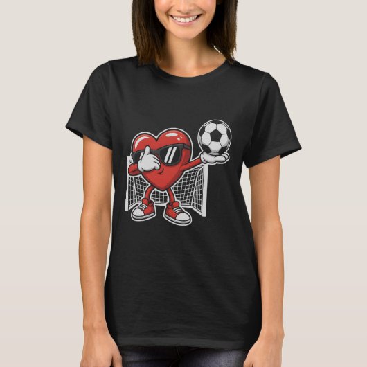 Grappig Voetbal Hart Liefde Dabbing Valentijn Kind T-shirt (Voorkant)