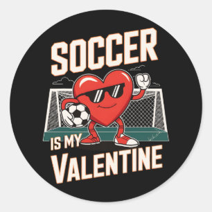Grappig Voetbal Is Mijn Valentijnshart Pose Ronde Sticker