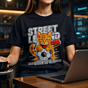 Grappig Voetbal Kat T-Shirt - Geboren om te Winnen