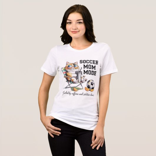 Grappig Voetbal Moeder Modus Kat T-shirt - Aangedr (Voorkant volledig)