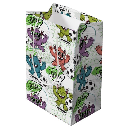 Grappig Voetbal Monsters Kinderen Patroon Medium Cadeauzakje (Achterkant Gekanteld)
