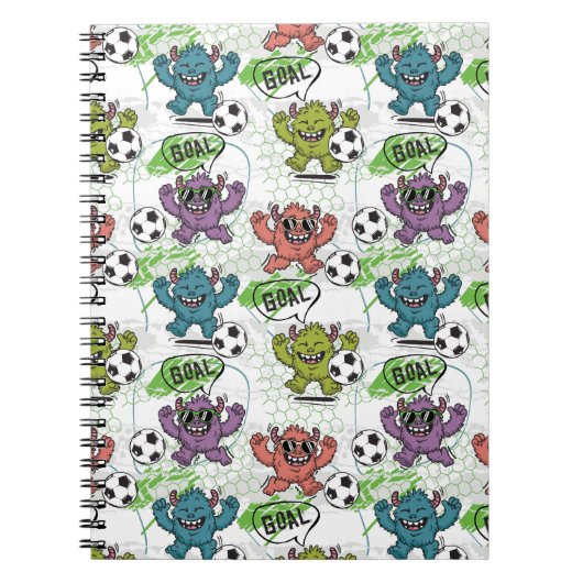 Grappig Voetbal Monsters Kinderen Patroon Notitieboek (Voorkant)