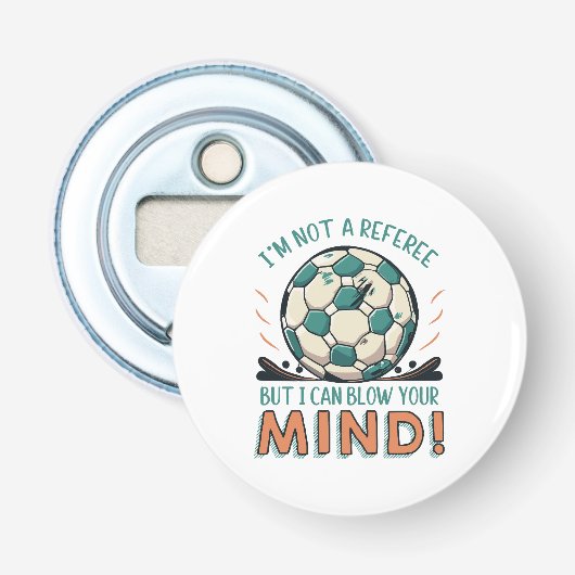 Grappig Voetbal Ontwerp Button Flesopener (Voorkant)