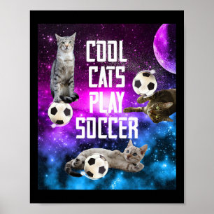 Grappig Voetbal Ontwerp Zegt Katten Poster