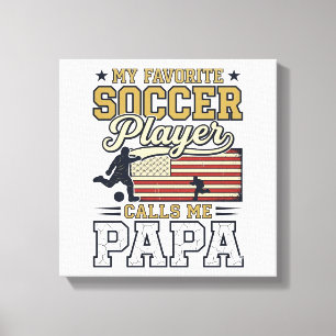Grappig Voetbal Papa Vintage Shirt Ontwerp_1 Canvas Afdruk