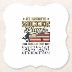 Grappig Voetbal Papa Vintage Shirt Ontwerp_1 Kartonnen Onderzetters