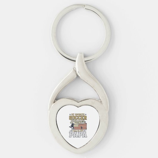 Grappig Voetbal Papa Vintage Shirt Ontwerp_1 Sleutelhanger (Voorkant)