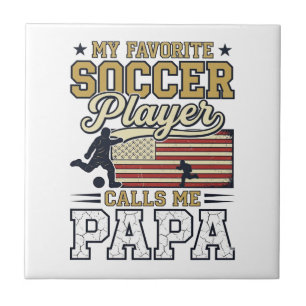 Grappig Voetbal Papa Vintage Shirt Ontwerp_1 Tegeltje