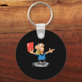 Grappig Voetbal Scheidsrechter Rode Kaart T-shirt  Sleutelhanger (Voorkant)