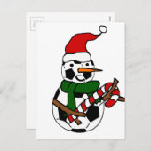 Grappig Voetbal Sneeuwman Kerst Cartoon Feestdagenkaart (Voorkant / Achterkant)